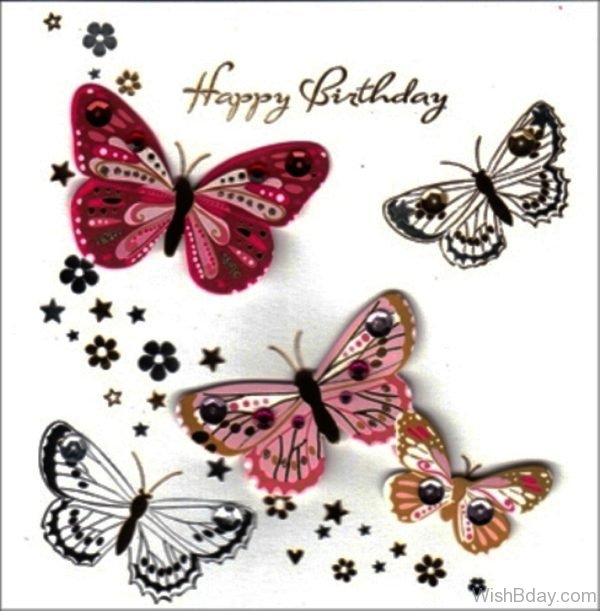 Happy Birthday With Butterflies Image 1