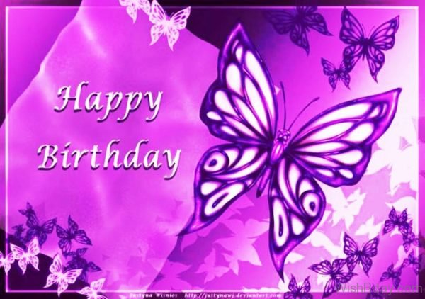 Happy Birthday With Purple Butterflies 1