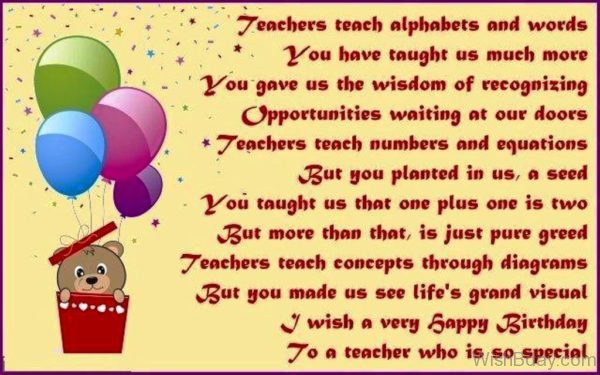 I Wish A Very Happy Birthday To A Teacher